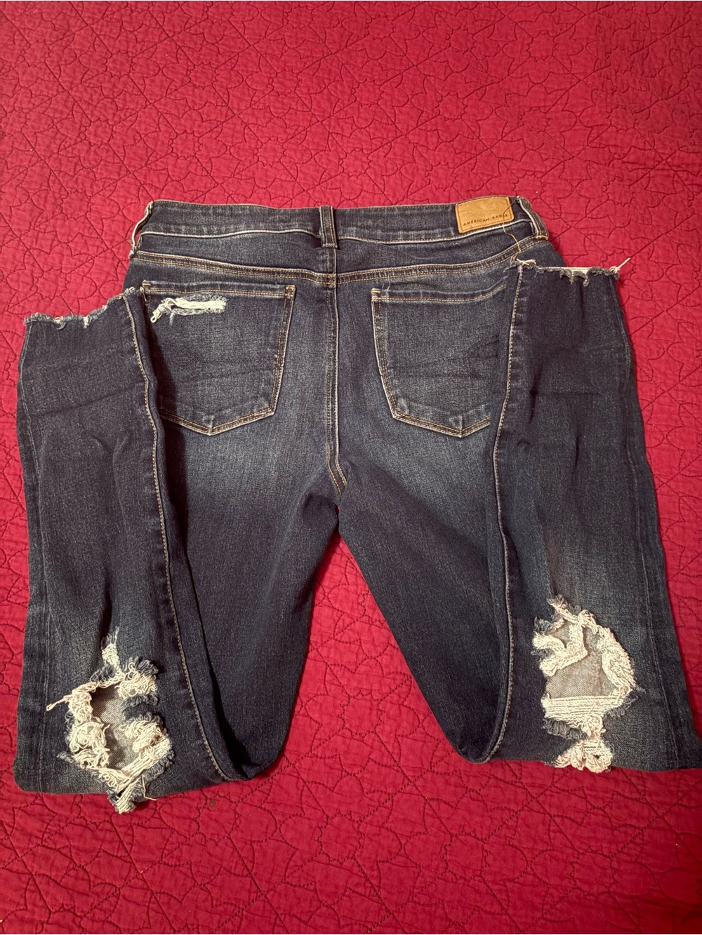 American Eagle Outfitters Distressed Boyfriend Jeans - Dark Blue